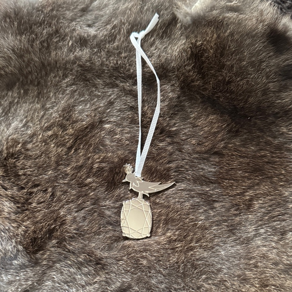 Tiffany & Co. Silver Angel Ornament with White Ribbon